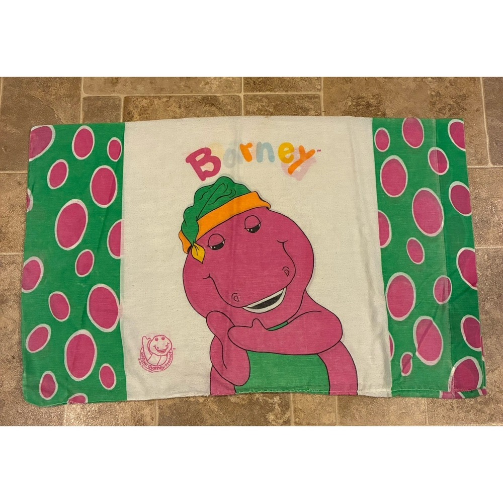 Vintage 1992 Lyons Group Barney Purple Dinosaur Standard Pillow Case